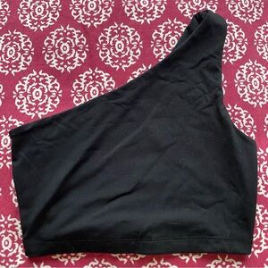 Susana Monaco Black One-Shoulder Crop Top